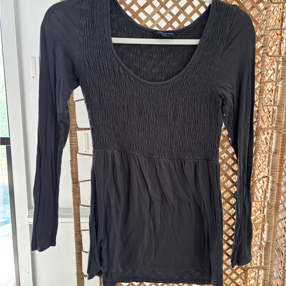 American Eagle Black Long Sleeve Women's Top